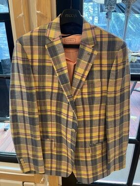 Club Room Yellow & Gray Plaid Sport Coat